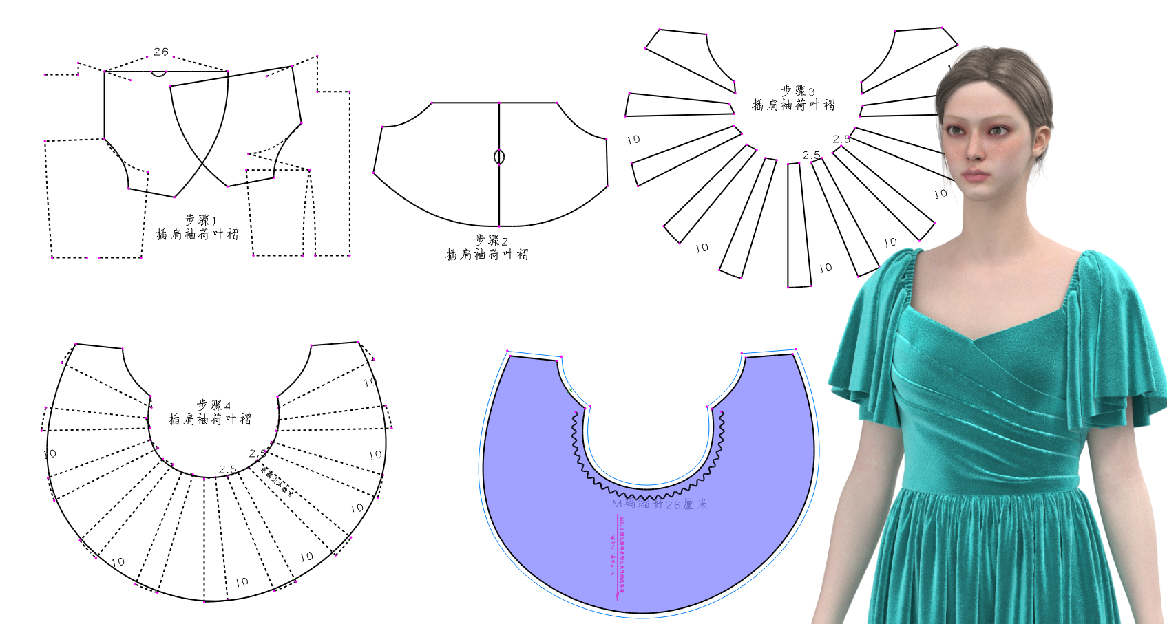 1081压褶礼服挂肩喇叭荷叶细连衣裙-袖子 (5).png